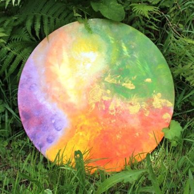 Spirituelle Kunst, intuitives Malen, Sylvia Harke, Flora Bowley, orange, grün, violett
